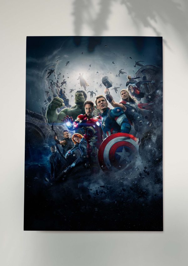 Avengers team action poster from Age of Ultron movie.