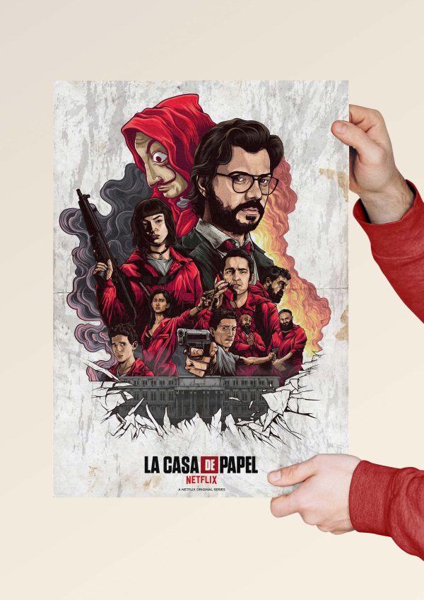 Netflix Money Heist resistance poster with cracked building base