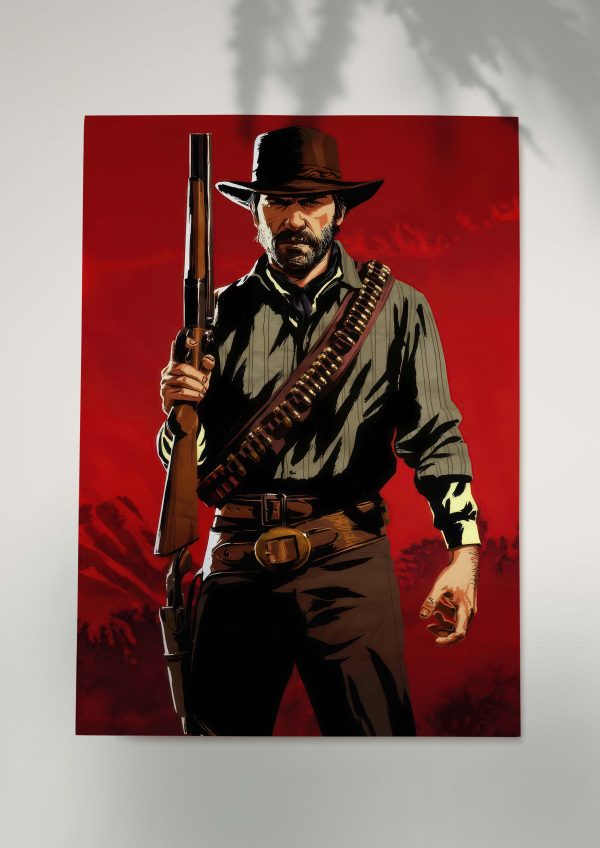 Cowboy with ammo belt and rifle digital artwork