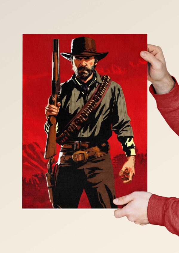 Red Dead Redemption style outlaw poster with shotgun