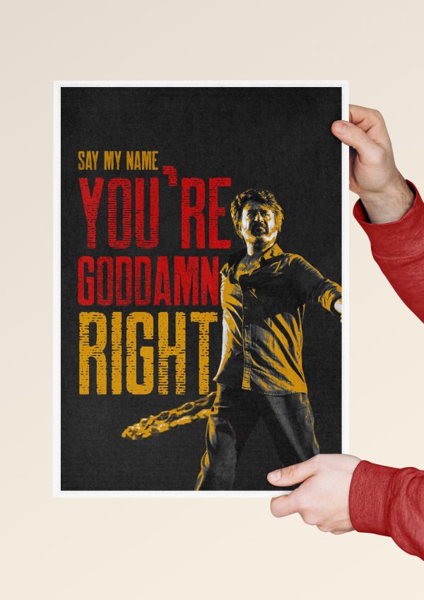 Cinematic character pose holding chain with dramatic lighting